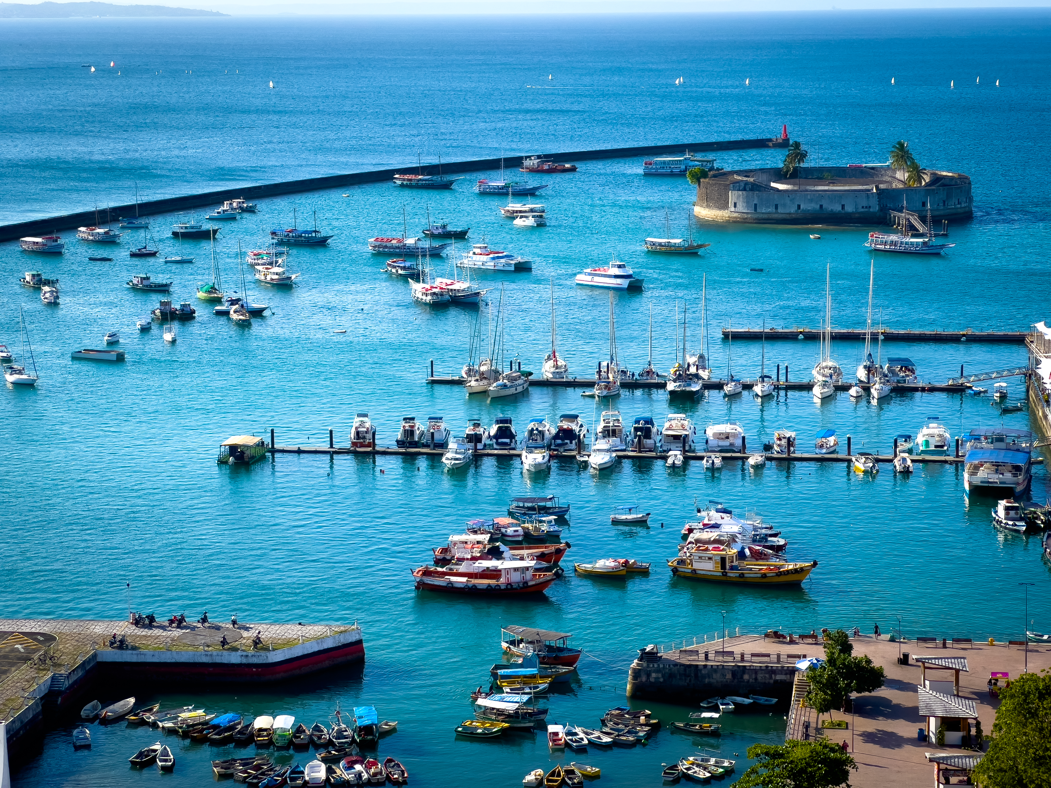 Boats at Porto da Barra marina in Salvador, Bahia
